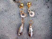 Load image into Gallery viewer, Handmade gold dipped Shell Clip On Earrings Beach Boho Style
