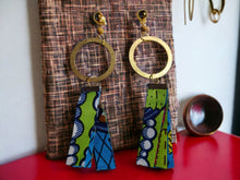 Load image into Gallery viewer, Handmade Abstract Tassel and wood clip on earrings
