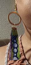 Load image into Gallery viewer, Handmade Abstract Tassel and wood clip on earrings
