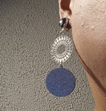 Load image into Gallery viewer, Handmade light Boho glitter Clip On Earrings silver
