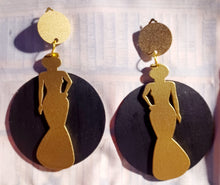 Load image into Gallery viewer, Handmade handpainted Statement Clip On Earrings 4 inch
