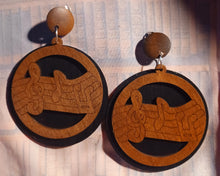 Load image into Gallery viewer, Unique handpainted Musical Notes Music Lovers Wooden Earrings Clip On
