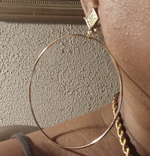 Load image into Gallery viewer, Extra large thin Gold Metal Hoop Clip On Earrings 4 inch
