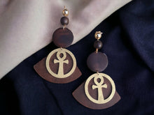 Load image into Gallery viewer, Handpainted Extra Large Abstract Ankh Earrings
