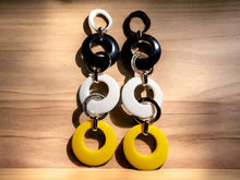 Load image into Gallery viewer, Handmade Abstract Pop Art Acrylic Statement Earrings (pierced ears) 7 inch
