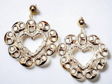 Load image into Gallery viewer, Unique Clip On Large Bamboo Heart Hoop Earrings Silver
