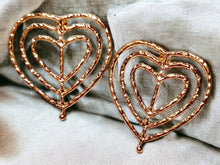 Load image into Gallery viewer, Large Hammered Metal Abstract Heart  Stud Earrings
