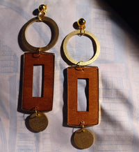 Load image into Gallery viewer, Handmade boho Wood Design Clip On Earrings 6 inch
