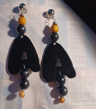 Load image into Gallery viewer, Handmade Acrylic and wood Pop Art A initial Clip On Earrings
