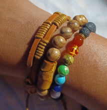 Load image into Gallery viewer, Mens Chakra Bead layering Bracelet Set of 3
