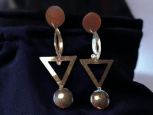 Load image into Gallery viewer, Handmade Minimalist Silver Metal dangle Earrings pierced ears
