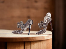 Load image into Gallery viewer, High Heel Statement Clip On stud Earrings silver
