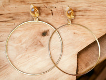 Load image into Gallery viewer, Large thin Gold Metal Hoop Clip On Earrings

