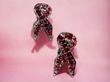 Load image into Gallery viewer, Clip On  pink ribbon Breast Cancer Awareness stud earrings
