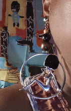 Load image into Gallery viewer, Handmade Large Afrocentric Hoop Clip On Earrings silver

