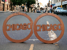 Load image into Gallery viewer, Large Wooden Chicago Hoop earrings pierced ears
