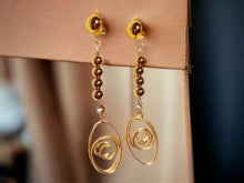 Load image into Gallery viewer, Handmade Gold Ball Dangle Clip On Earrings
