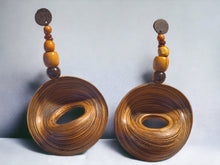Load image into Gallery viewer, Rare Super Giant handmade Bamboo Fulani Basket Hoop Earrings 7 inch
