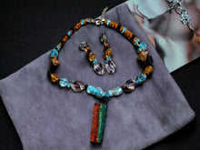 Load image into Gallery viewer, Hand Blown Glass Necklace and Clip On Earring Set
