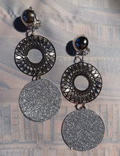 Load image into Gallery viewer, Handmade light Boho glitter Clip On Earrings silver
