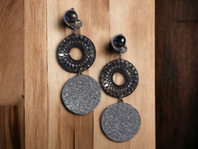 Load image into Gallery viewer, Handmade light Boho glitter Clip On Earrings silver
