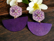 Load image into Gallery viewer, Large handmade Abstract Design Wooden Earrings (pierced ears)
