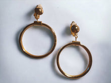 Load image into Gallery viewer, Medium sized Metal Hoop Clip On  Earrings gold
