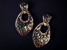 Load image into Gallery viewer, Chunky large and vintage gold door knocker earrings (pierced ears) 1990s
