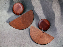 Load image into Gallery viewer, Handmade extra large Abstract Pop Art  wood Statement Clip on  Earrings
