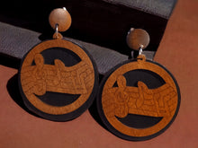 Load image into Gallery viewer, Unique handpainted Musical Notes Music Lovers Wooden Earrings Clip On
