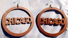 Load image into Gallery viewer, Large Wooden Chicago Hoop earrings pierced ears
