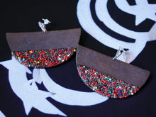 Load image into Gallery viewer, Extra Large Handmade Seed bead  And Wood Earrings
