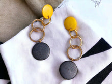 Load image into Gallery viewer, Handmade Minimalist Wood and Gold Multi Hoop Earrings (pierced)
