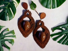 Load image into Gallery viewer, Handmade Natural Boho Wooden Hoop Clip On Earrings
