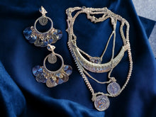 Load image into Gallery viewer, Boho coin layering necklace and  custom clip on earrings set
