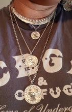 Load image into Gallery viewer, Boho coin layering necklace and  custom clip on earrings set
