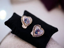 Load image into Gallery viewer, Crystal Heart Stud Clip On Earrings silver
