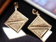 Load image into Gallery viewer, Hammered Metal and rhinestone Clip On Earrings silver
