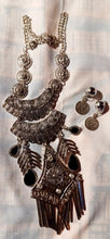 Load image into Gallery viewer, Avant Garde Rustic Collar Bib Necklace and Clip on Earrings
