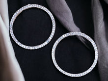 Load image into Gallery viewer, Minimalist Rhinestone Hoop Earrings pierced ears
