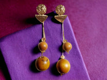 Load image into Gallery viewer, Handmade  Extra large wooden Ball Dangle Earrings pierced ears
