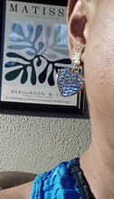 Load image into Gallery viewer, Clip On Blingy Heart  Dangle Earrings gold 2 inch
