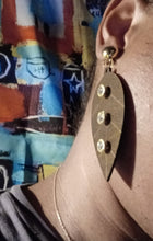 Load image into Gallery viewer, Wooden Leaf Clip On Dangle Earrings
