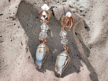 Load image into Gallery viewer, Gold dipped Sea Shell Clip On Earrings Beach Boho Style
