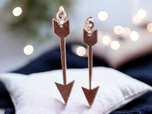Load image into Gallery viewer, Silver Arrow Mirrored Acrylic Clip on Earrings
