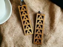 Load image into Gallery viewer, Handmade Natural Wood Geometric  Square Earrings Minimalist (pierced ears)
