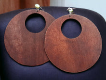 Load image into Gallery viewer, Natural Wood Extra Large Giant Hoop  Clip On Earrings 5 inch
