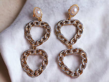 Load image into Gallery viewer, Handmade Gold Metal Chain Heart Clip On Earrings

