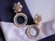 Load image into Gallery viewer, Small handmade Clip On Pearl Hoop Earrings gold
