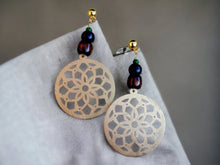 Load image into Gallery viewer, Handmade handpainted Natural Wood Boho Clip On Dangle Earrings
